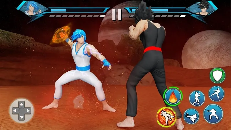 In-game combat scene displaying fighting moves.