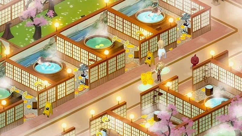 Tangkapan layar gameplay Kawaii Hot Spring.