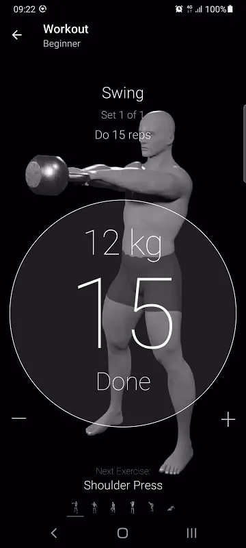 Using the Kettlebell Home Workout MOD APK interface