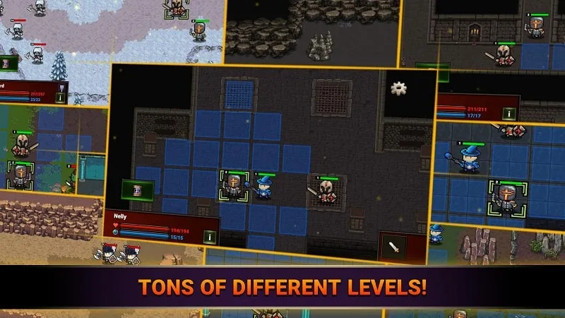 Screenshot showcasing different enemy types encountered in the dungeon.