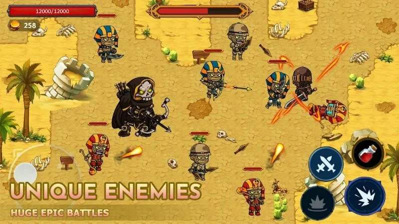 Tampilan gameplay Knight's Rampage MOD APK dengan grafis yang memukau.