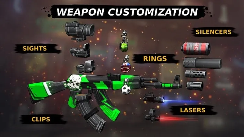 Customizing weapon loadouts in KUBOOM 3D.