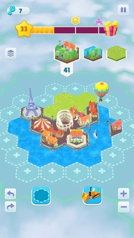 Screenshot displaying the in-game rewards menu in Land Builder MOD APK.