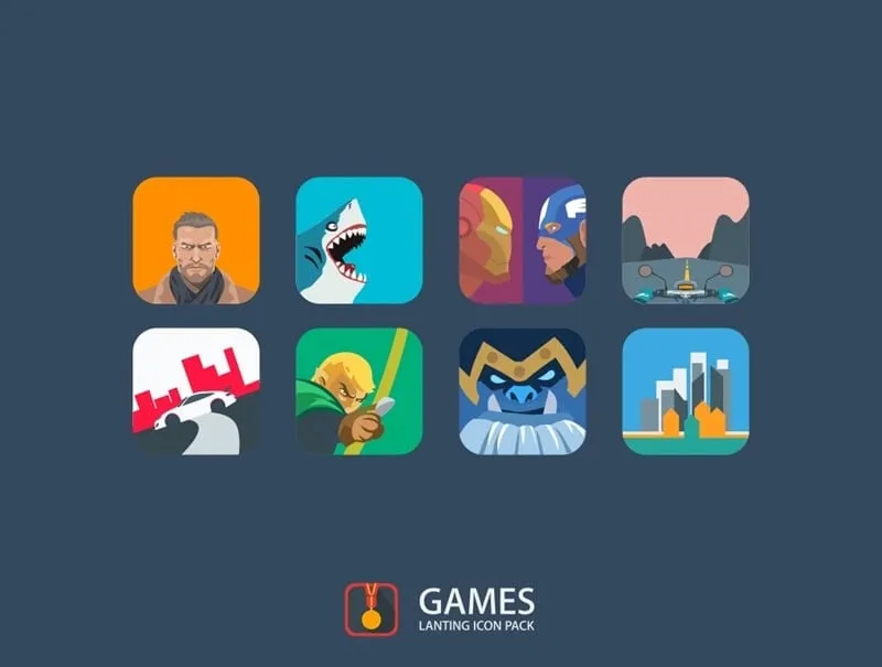 Tampilan antarmuka Lanting Icon Pack mod yang menunjukkan fitur premium