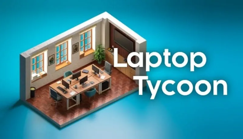 Interfaz del juego Laptop Tycoon con opciones de administración. 