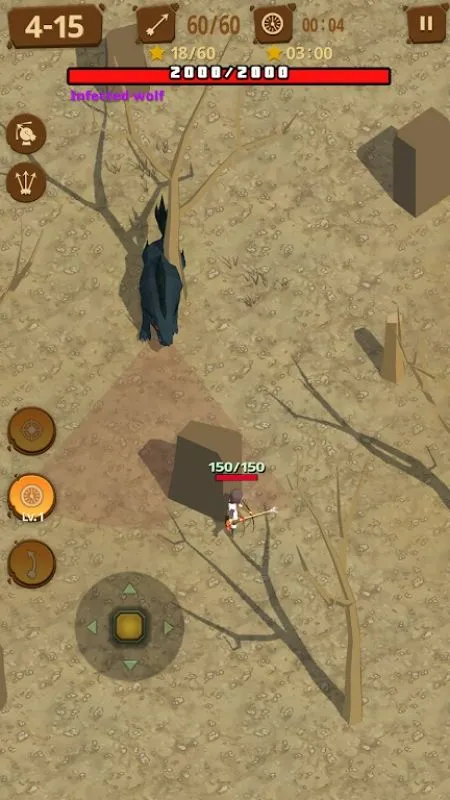 Gameplay of Last Arrows showing various monsters attacking the player.