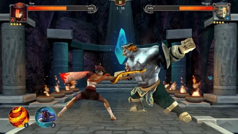 Legend Fighter in-game battle scene.