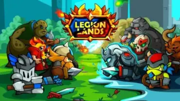 Homepage showcasing Legionlands gameplay on a mobile device.