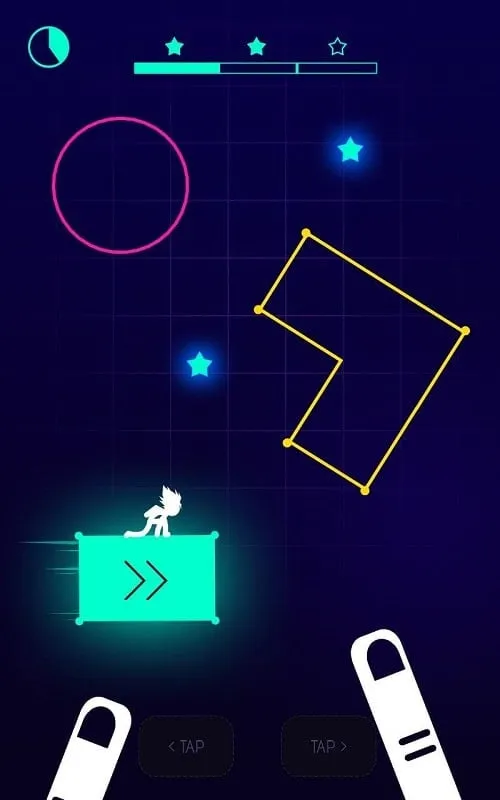 A stick figure character navigating a challenging level with various obstacles.