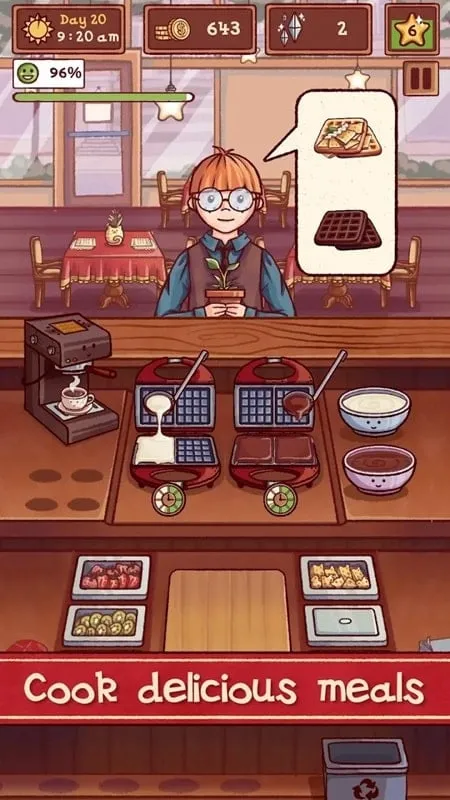In-game screenshot showcasing the unlimited money feature in Lily's Cafe mod.