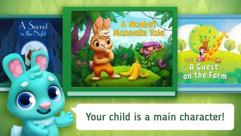 Little Stories app interface with a child's name as the main character