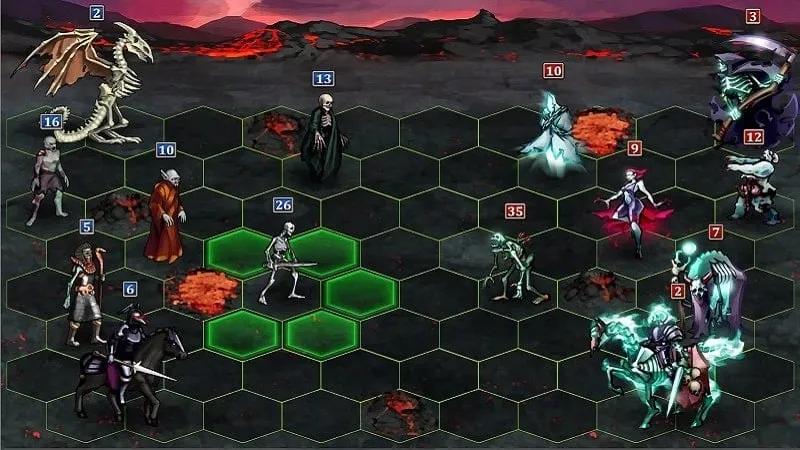 Screenshot gameplay hero melawan monster di Magic War Legends.