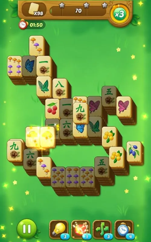 Sử dụng vật phẩm hỗ trợ trong Mahjong Forest Puzzle.