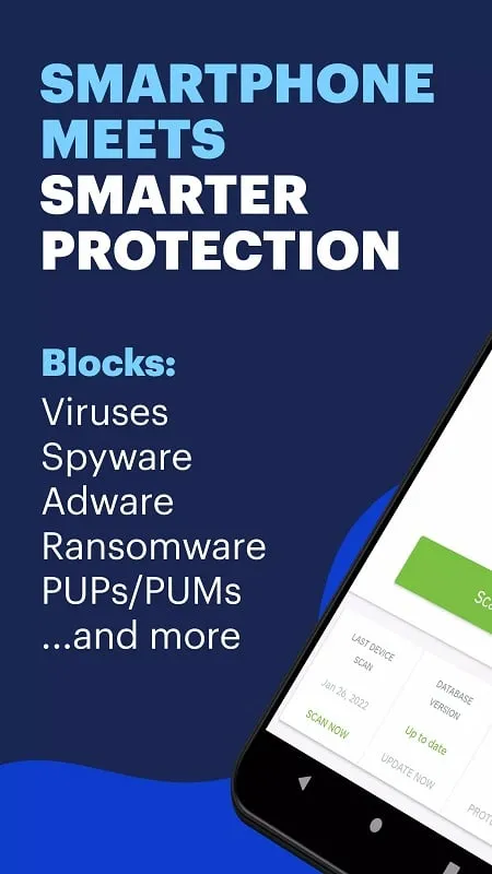 Interface do Malwarebytes Mobile Security Mod