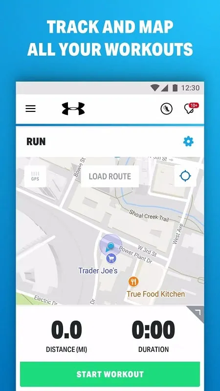 Tampilan antarmuka Map My Run by Under Armour Mod dengan fitur premium