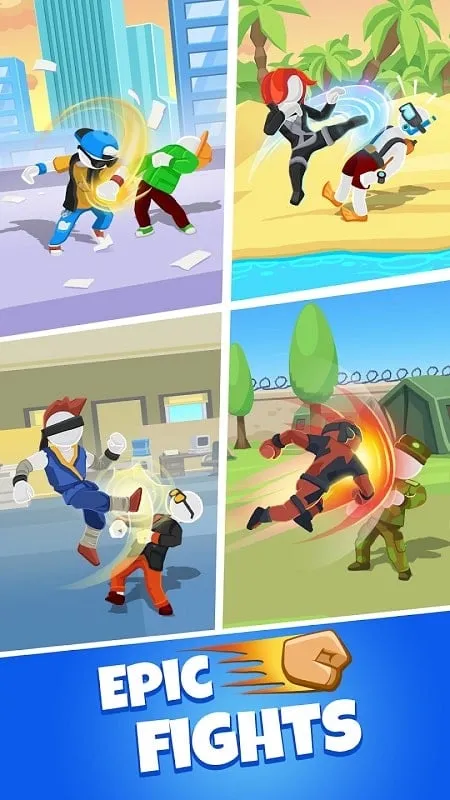 Different character options in Match Hit, including a street racer, ninja, and warrior.