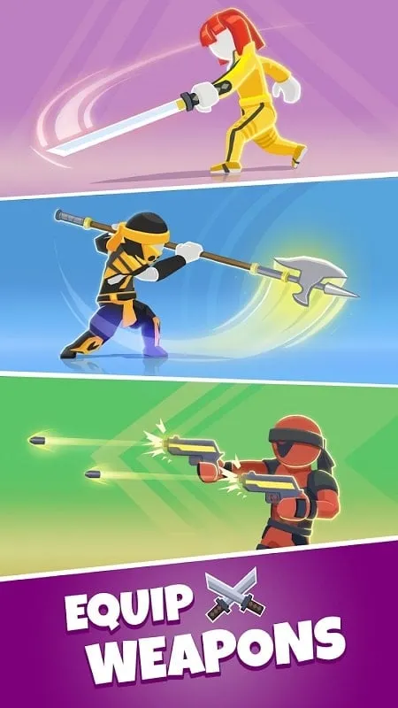 Match Hit showing various weapons like swords, axes, and guns that can be equipped.