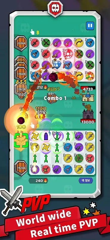 Hình ảnh giao tranh trong game Match War: Puzzle & Defense.