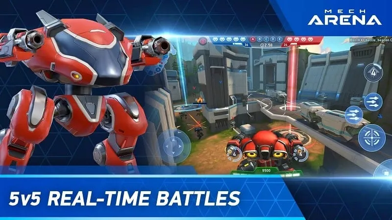 Navigasi menu dan pengaturan dalam game pada screenshot gameplay Mech Arena.