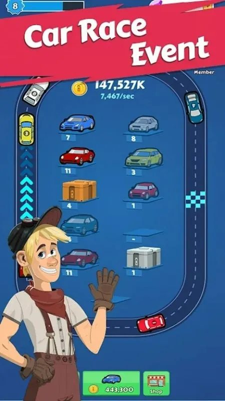 Gameplay screenshot of Merge Bike game Idle Tycoon showing the merging process.