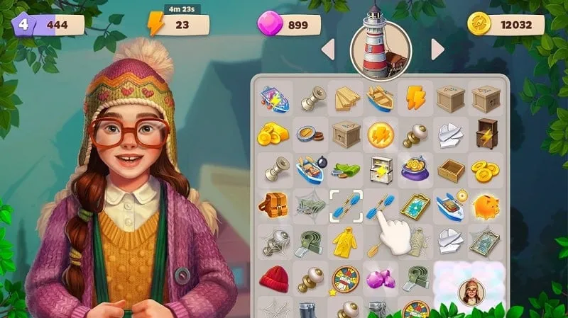 Tampilan game Merge Mystery MOD APK dengan uang dan energi tak terbatas