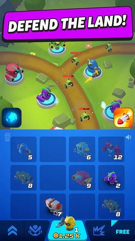 Gameplay of Merge Tower Bots showing the merging of robots.