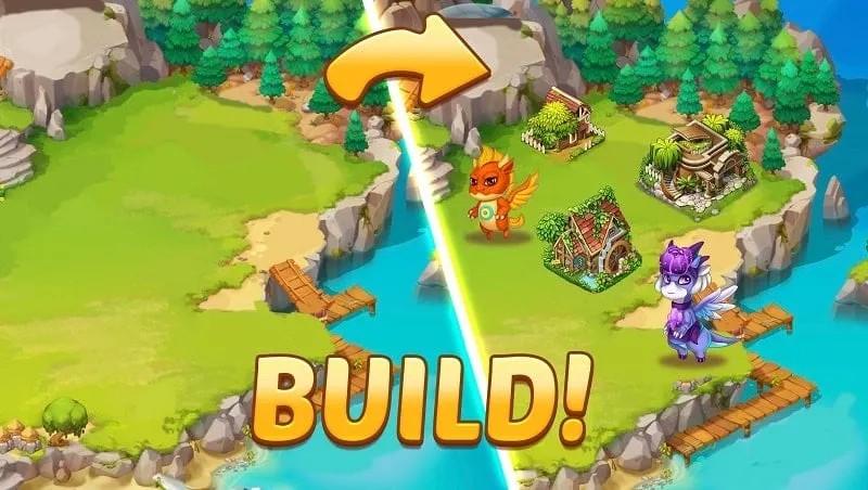 Example of building upgrades using unlimited money in Mergeland MOD APK.