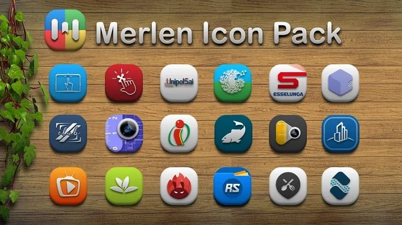 Tampilan berbagai paket ikon yang tersedia di Merlen Icon Pack Mod