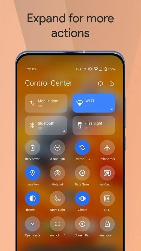 Mengubah warna dan ikon di Mi Control Center