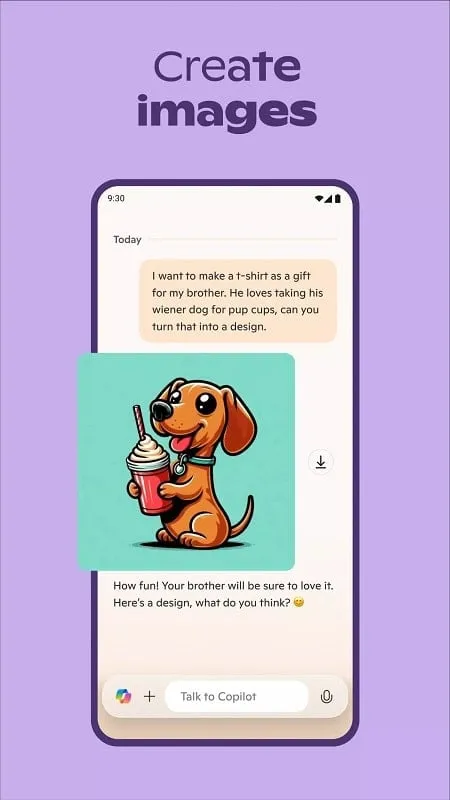 Example of using the image generation feature