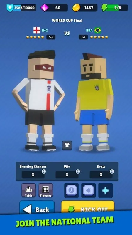 Screenshot pengaturan di dalam game Mini Soccer Star, menunjukkan opsi untuk menyesuaikan kualitas grafis dan preferensi lainnya untuk optimasi performa.