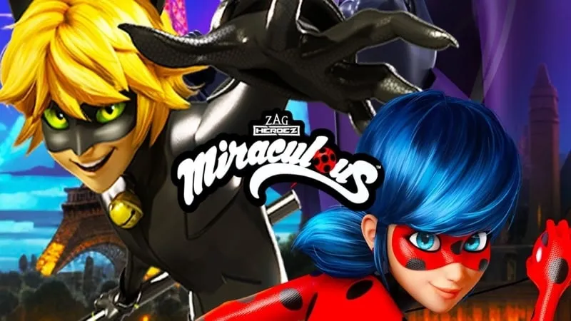 Ladybug y Cat Noir en acción en Miraculous Squad.