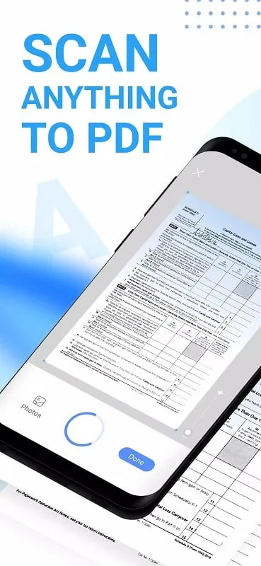 Mobile Scanner App Scan PDF mod interface showing premium features