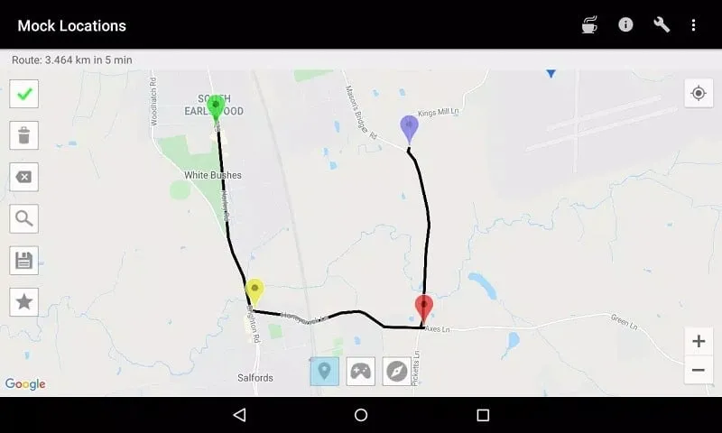 Mock Locations mod interface showing premium features