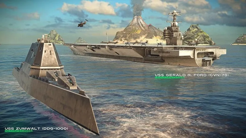 Varios buques de guerra disponibles para selección en Modern Warships.