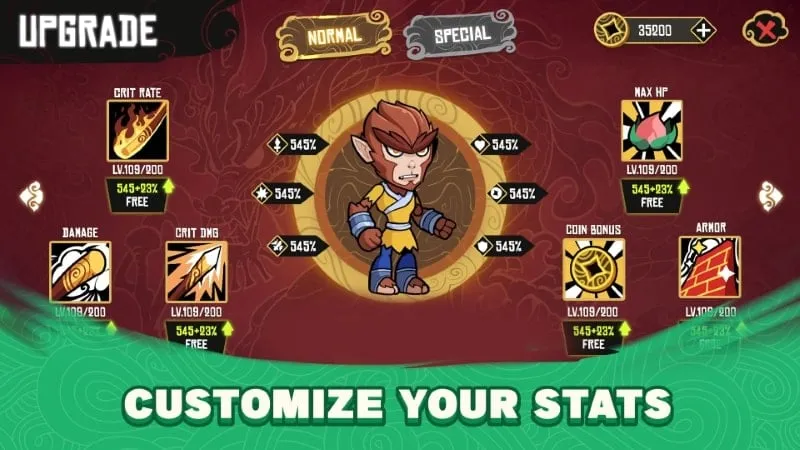 A screenshot showcasing in-game rewards and upgrade options.