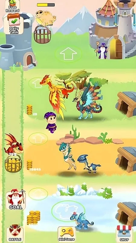 Battling monsters in Monster Battle.