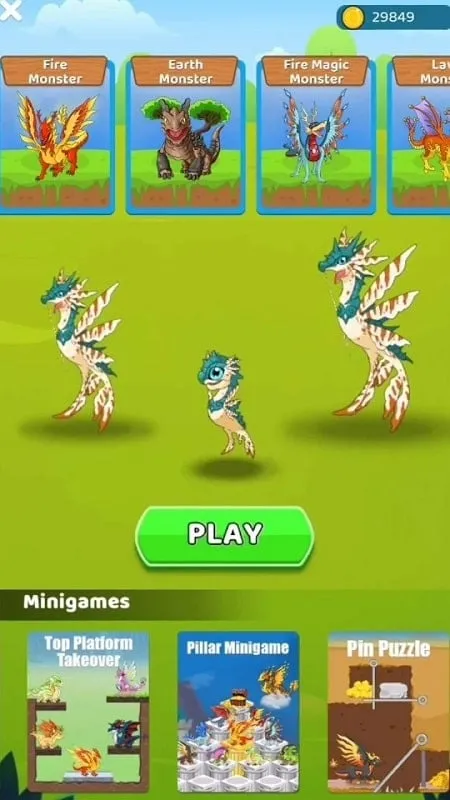 A screenshot of the Monster Battle game interface.