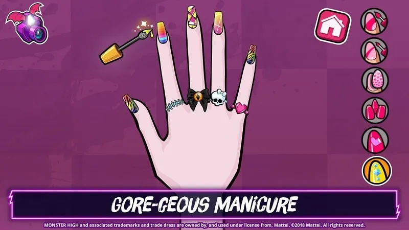 Eligiendo un peinado en Monster High Beauty Shop MOD APK.