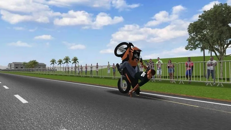 Main screen of the Moto Wheelie 3D game.