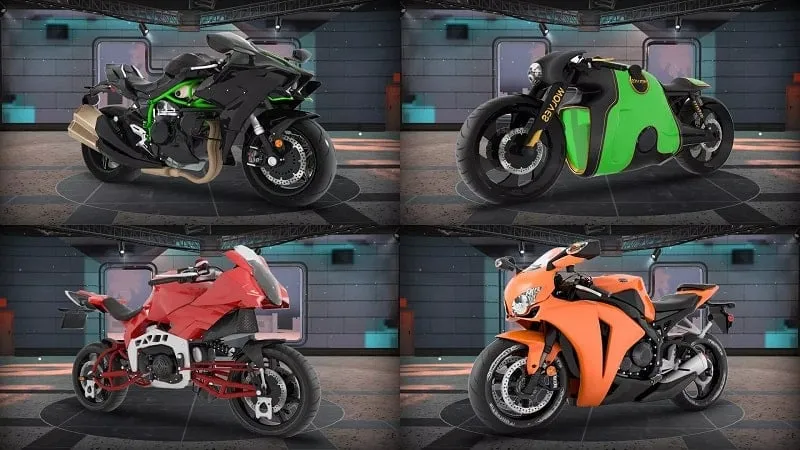 Unlocking a variety of motorcycles using the mod features.