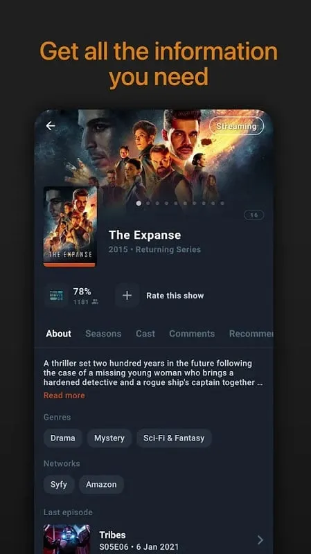 Moviebase mod interface with highlighted premium features