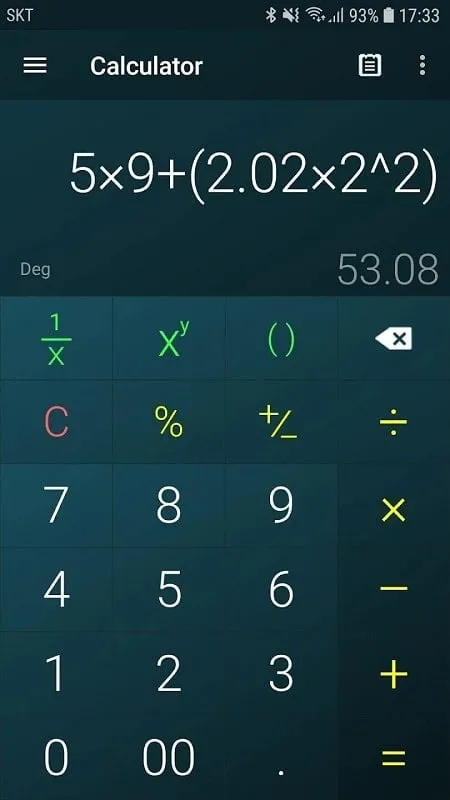 Tampilan antarmuka Multi Calculator mod dengan fitur premium