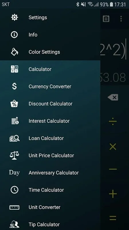 Multi Calculator mod menampilkan fitur keuangan