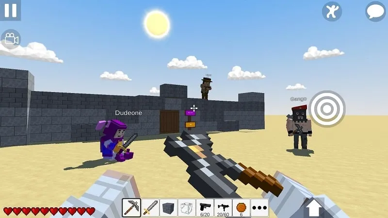 Gameplay screenshot showcasing the building interface and available resources in Multiland Online.