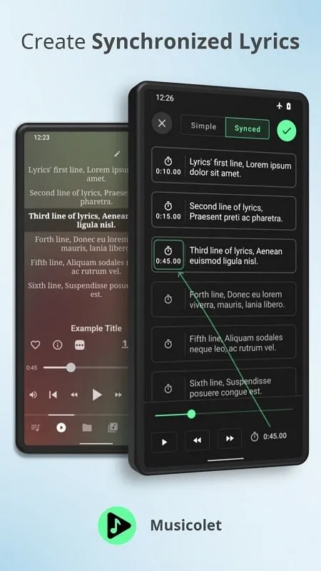 Musicolet Music Player settings menu for customization