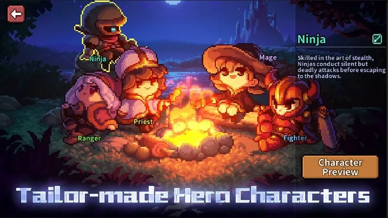 Character selection screen showcasing available heroes.