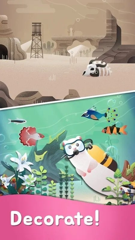 Passo a passo de como baixar e instalar o My Little Aquarium Mod APK em um celular Android.