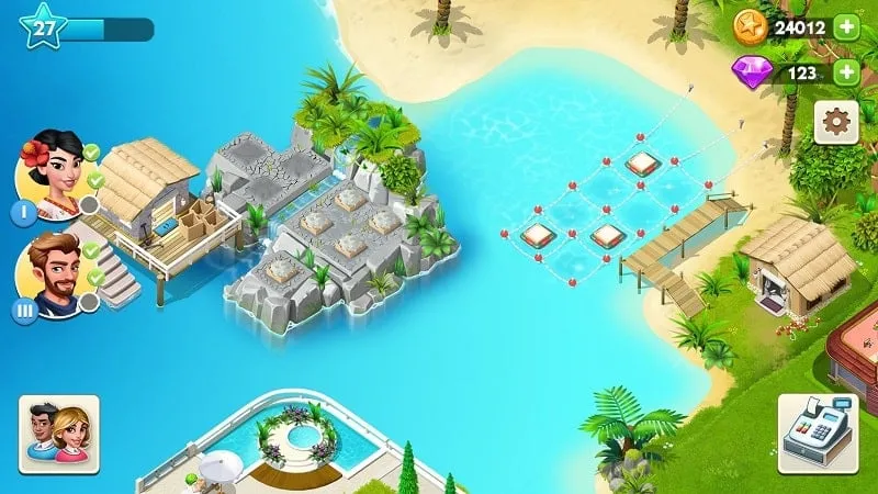 Screenshot displaying unlimited money and vouchers in My Spa Resort mod.