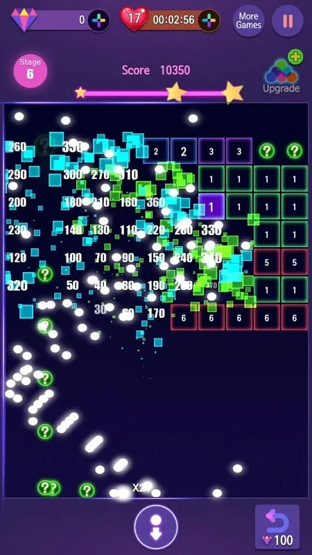 In-game screenshot displaying different brick shapes in Neon Bricks Master.